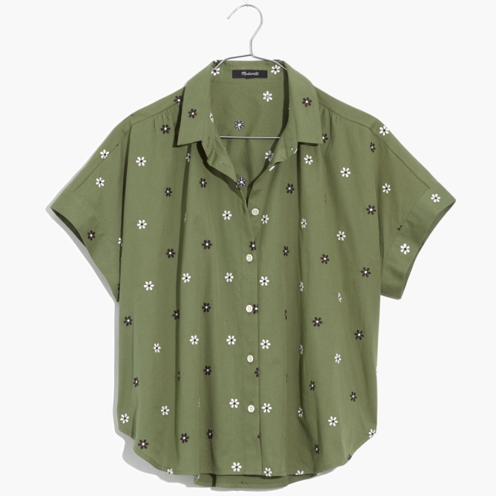 Madewell boxey daisy embroidered top